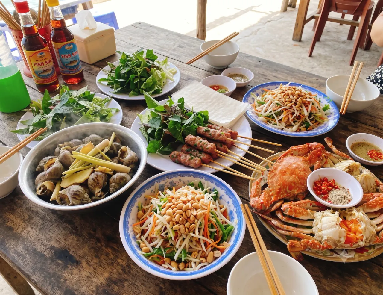 Đặc sản Lý Sơn nem nướng tỏi ốc
