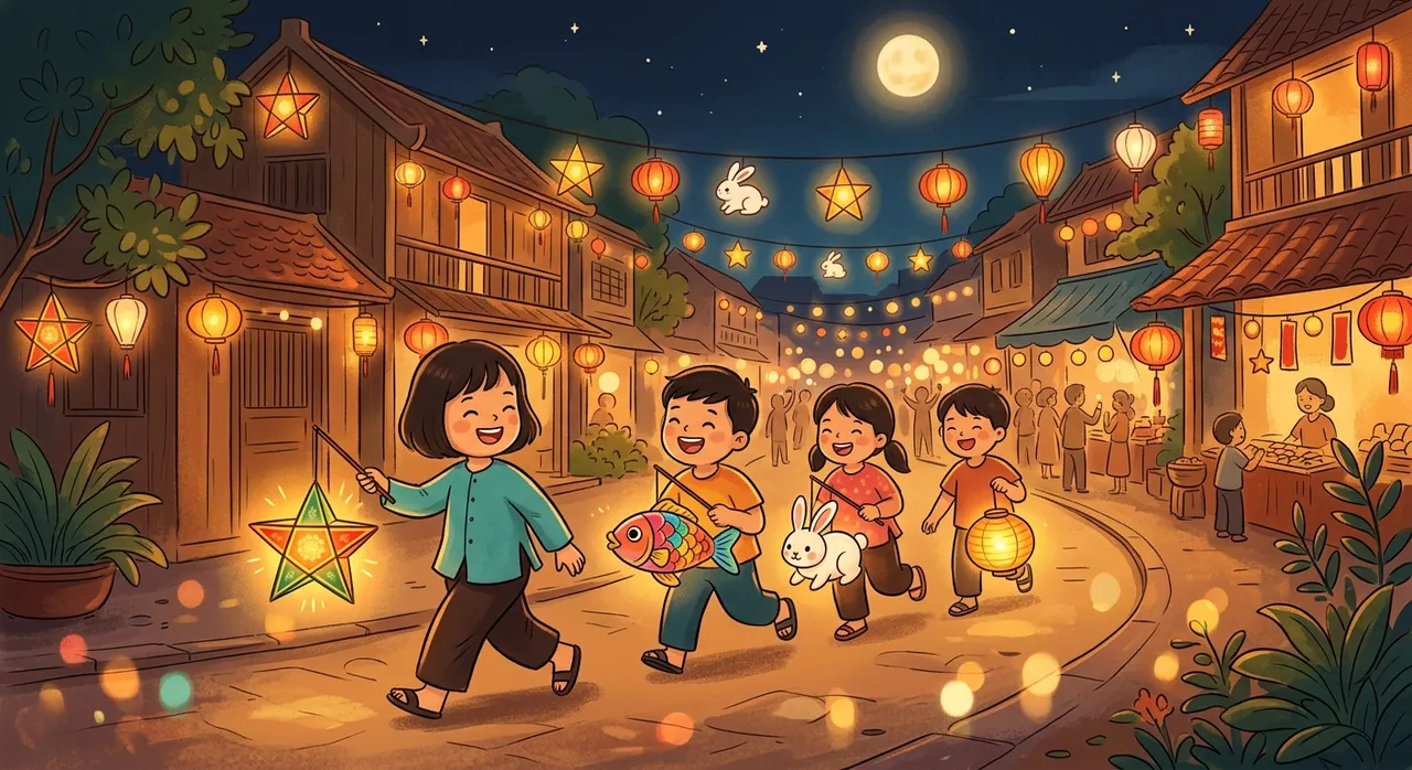 Trẻ em rước đèn Trung thu