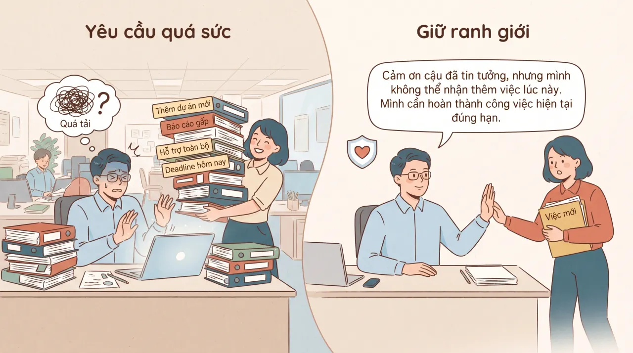 Minh họa tình huống nhờ vả quá sức và cách giữ ranh giới
