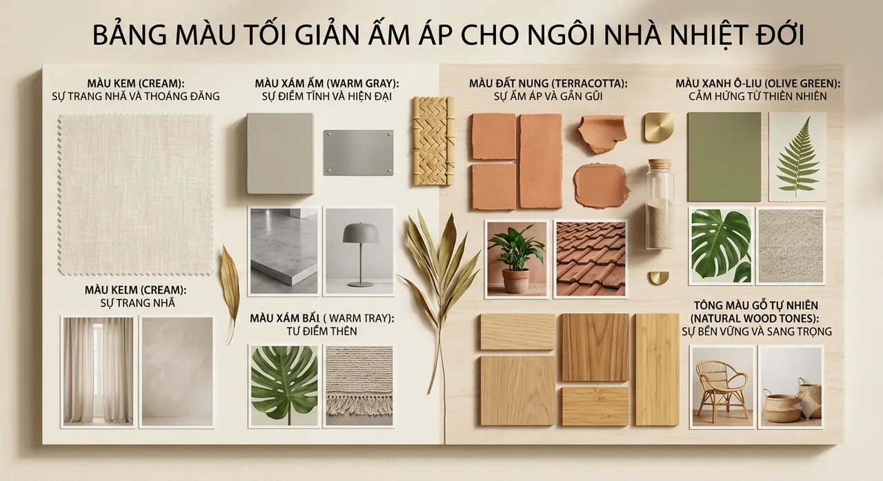 Bảng màu Minimalist ấm áp phù hợp khí hậu nhiệt đới