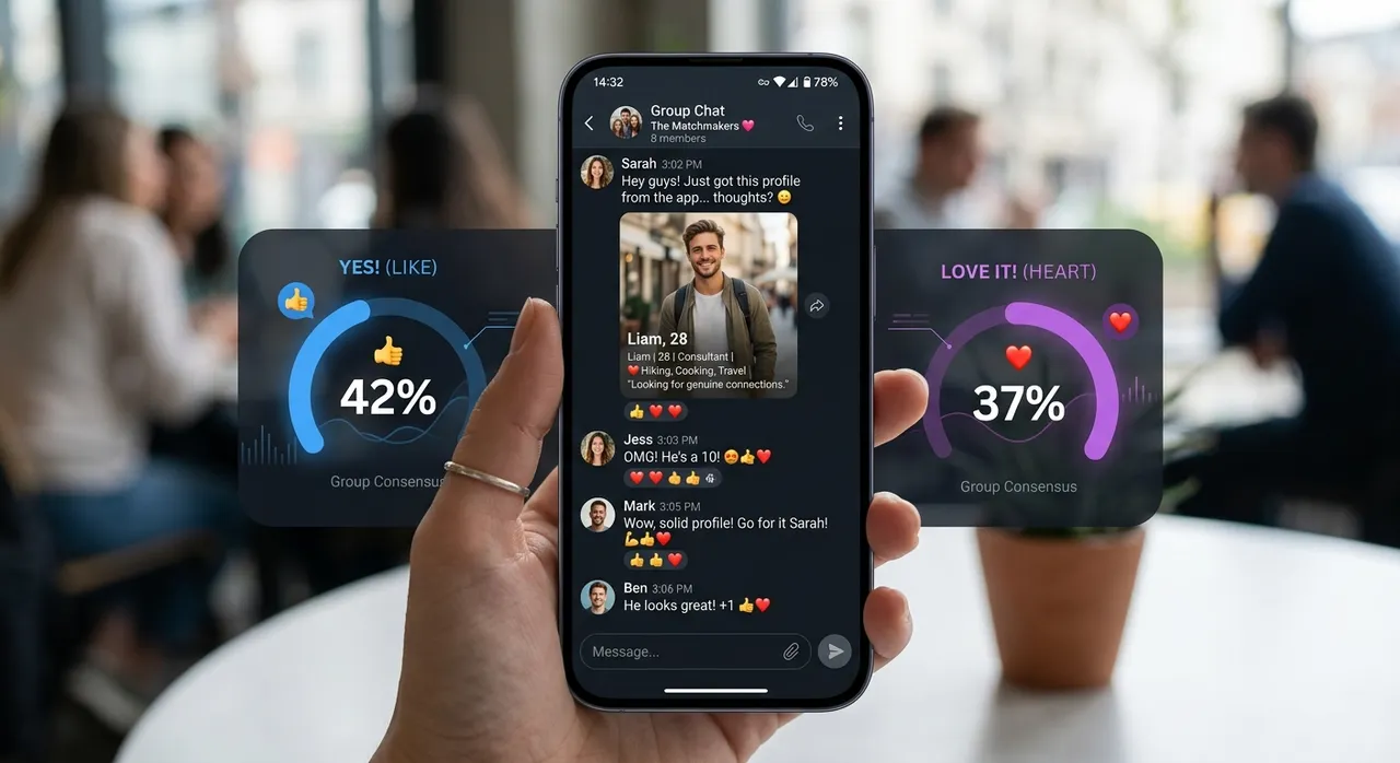 Group chat đang bàn tán về đối tượng hẹn hò với các số liệu thống kê