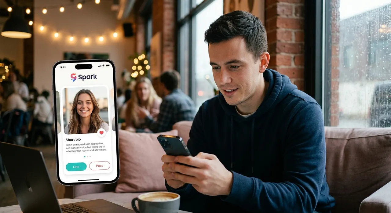 Person using AI-powered dating app