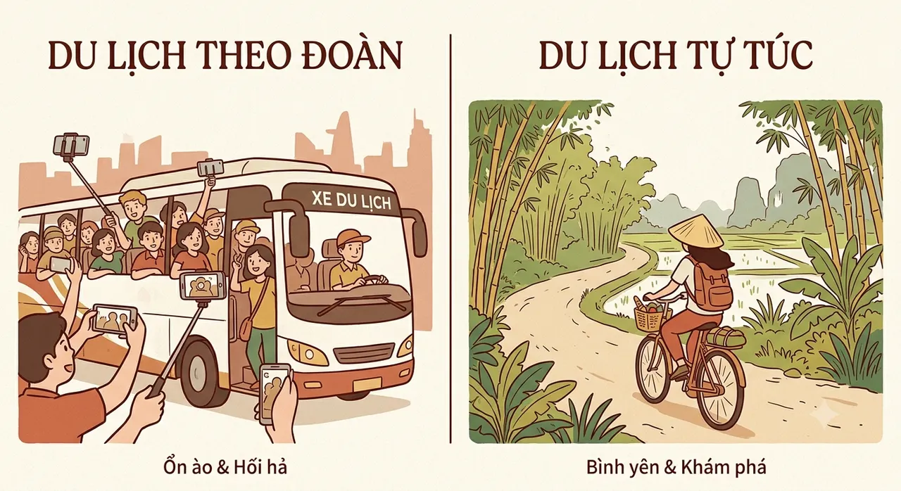 So sánh hai phong cách du lịch: du lịch checklist đông đúc và du lịch chậm yên tĩnh