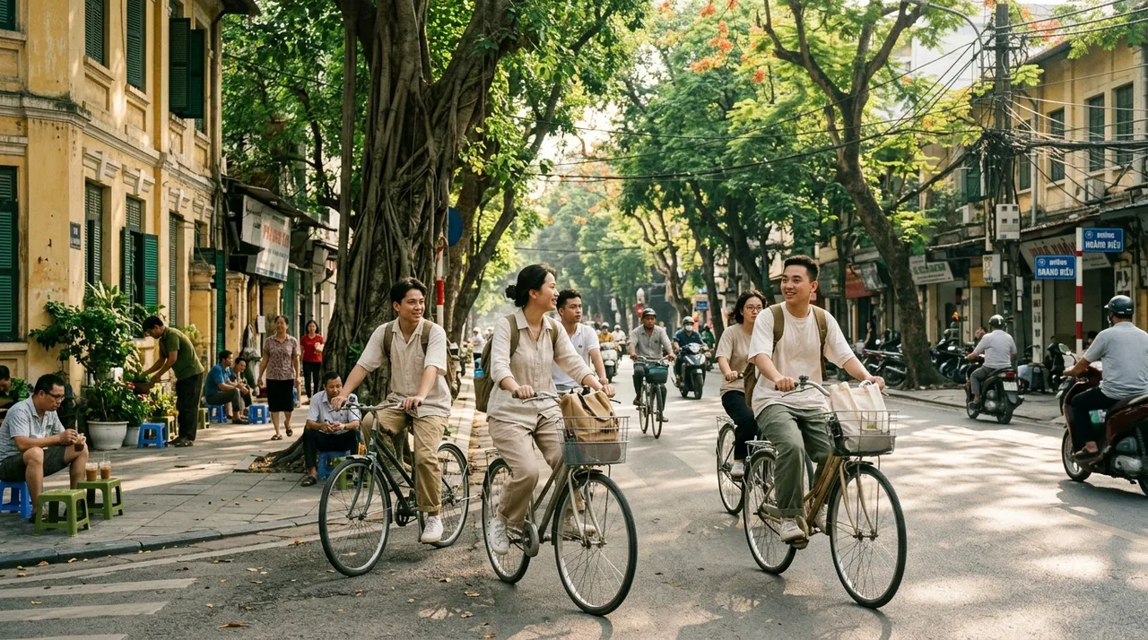 Giới trẻ Việt Nam sử dụng xe đạp làm phương tiện di chuyển hàng ngày