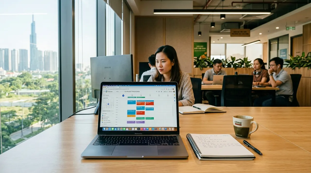 Nhân viên văn phòng làm việc bình thường ngày 20/10