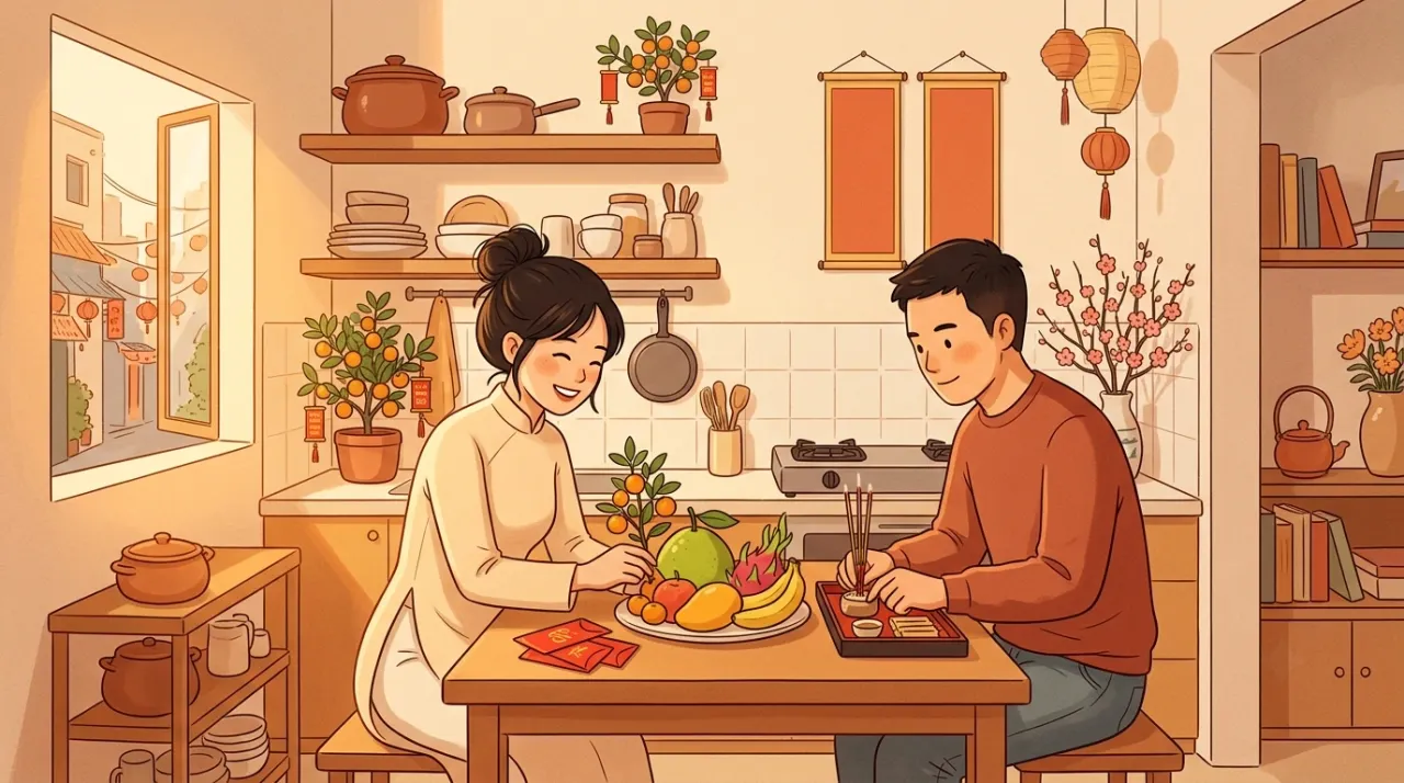 chuẩn bị cúng ông Công ông Táo tại nhà