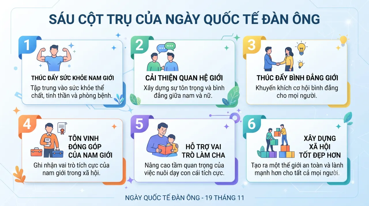 Chủ đề năm 2026 và 6 trụ cột ý nghĩa Ngày Quốc tế Nam giới
