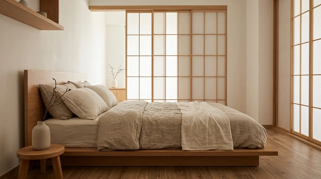Phòng ngủ nhỏ phong cách Japandi tối giản