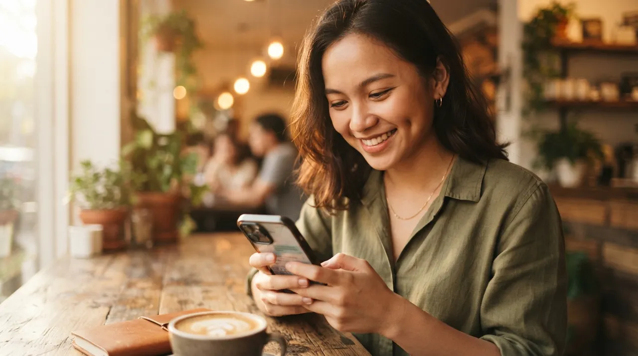 Người trẻ đang gõ tin nhắn mở đầu trên điện thoại