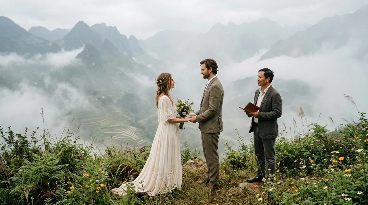 Cặp đôi trốn đi cưới trong không gian núi rừng hữu tình