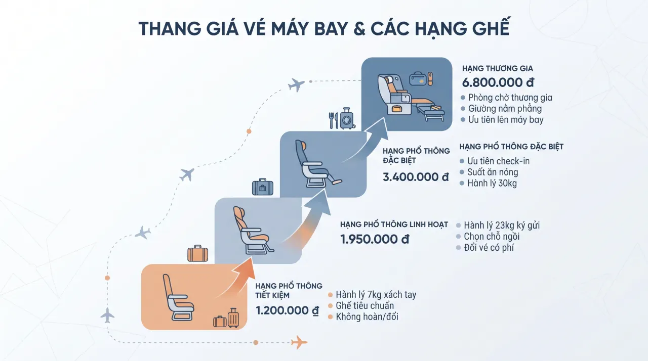 Cơ chế giá vé máy bay Tết tăng dần theo từng đợt