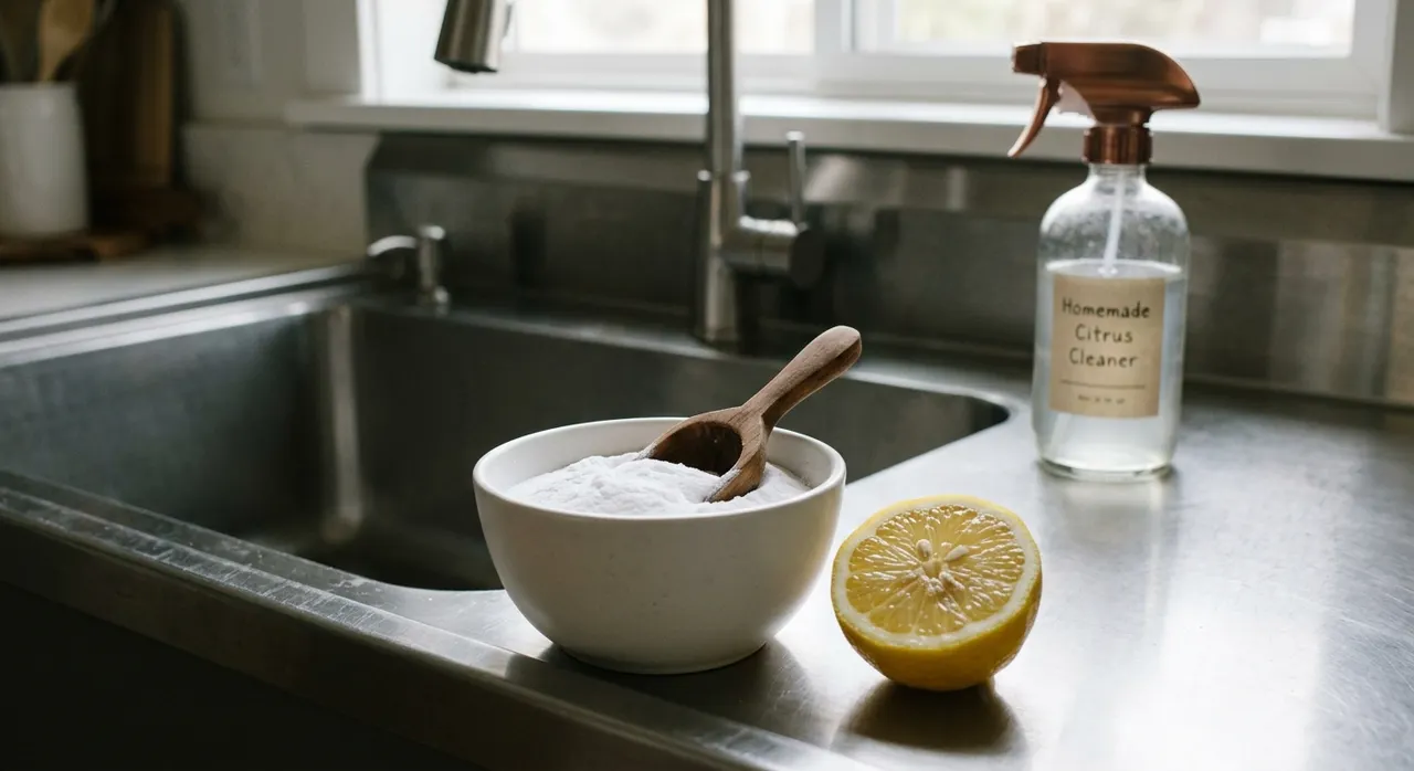 baking soda và chanh làm nước rửa chén