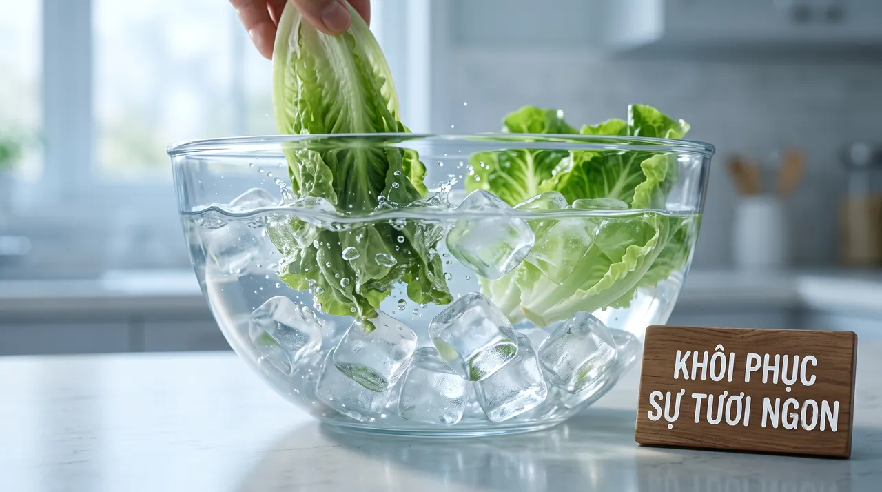 Hồi sinh rau héo bằng nước đá