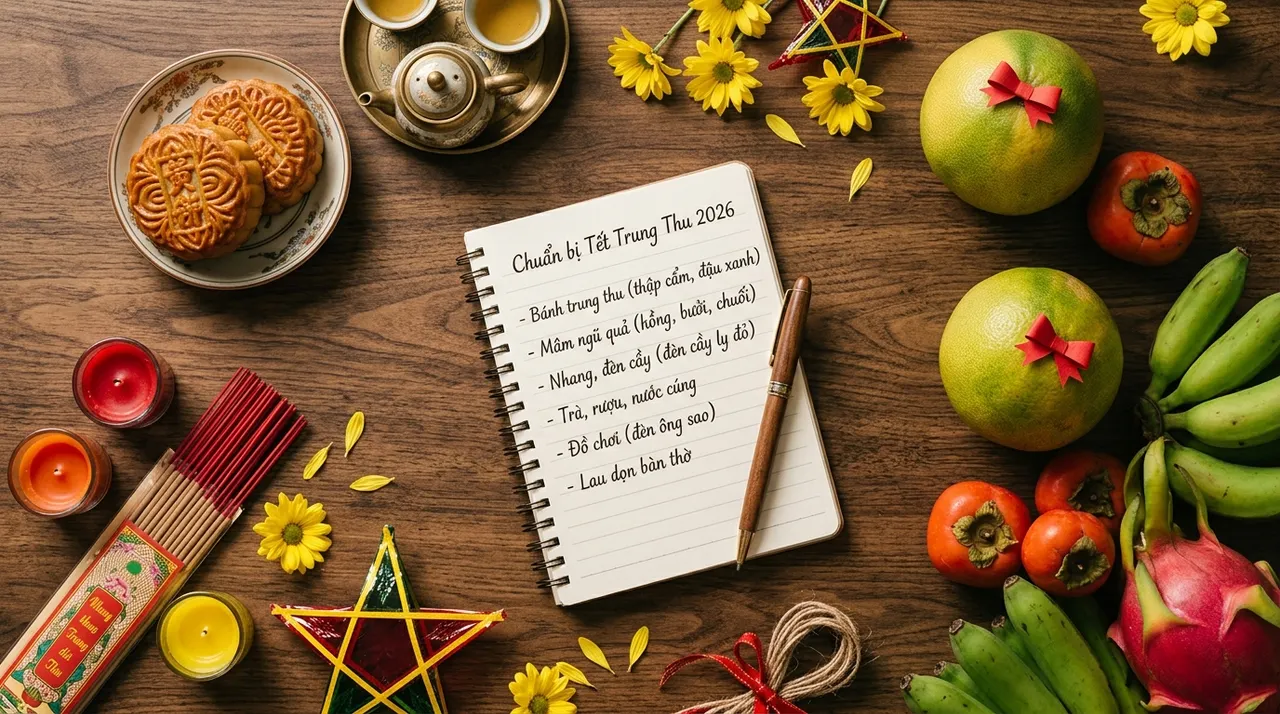 checklist chuẩn bị mâm cúng Rằm tháng 8