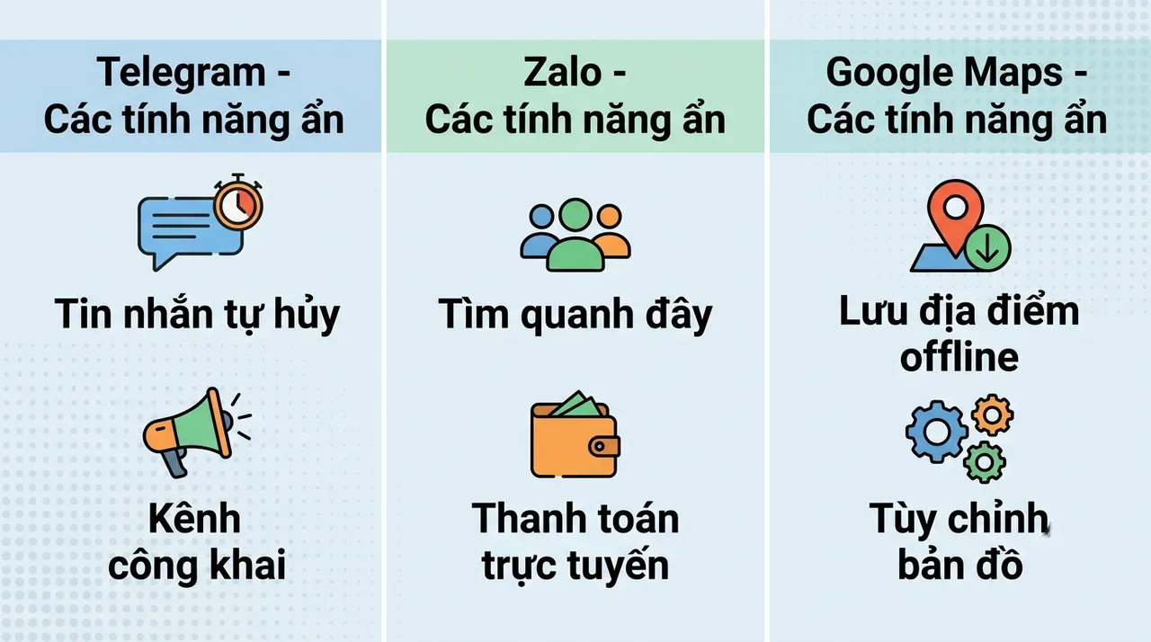 Các ứng dụng phổ biến với tính năng ẩn hữu ích