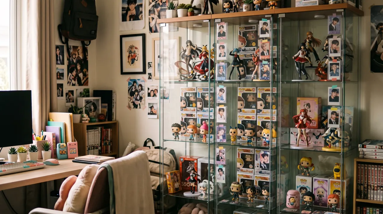 Góc phòng giới trẻ Việt bày figure anime, Funko POP và photocard trên kệ