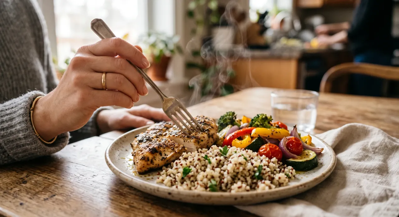 Món meal prep sau khi hâm nóng còn nóng hổi và hấp dẫn