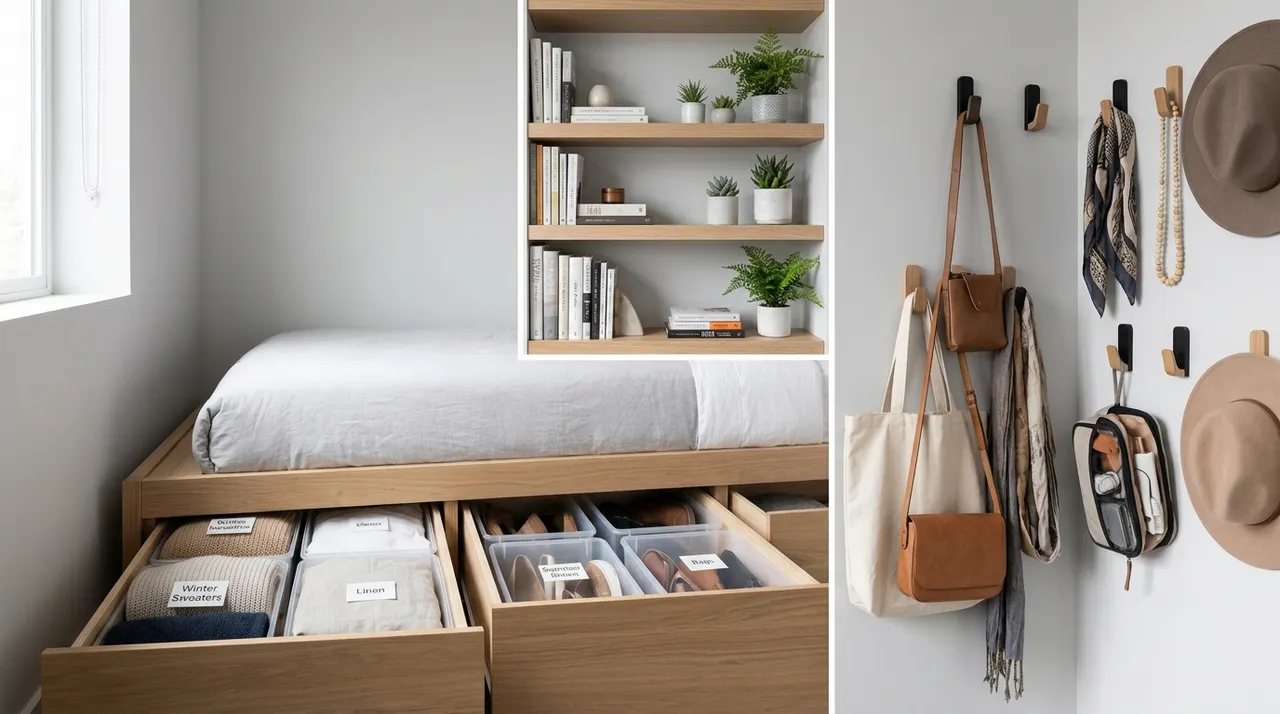 Giải pháp lưu trữ ẩn trong phòng ngủ nhỏ