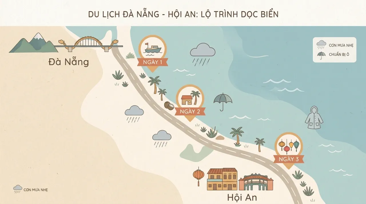 Bản đồ gợi ý lịch trình Đà Nẵng Hội An 3 ngày 2 đêm