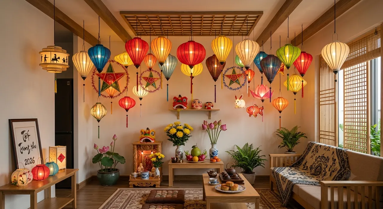 phối màu đèn lồng trung thu theo ngũ hành