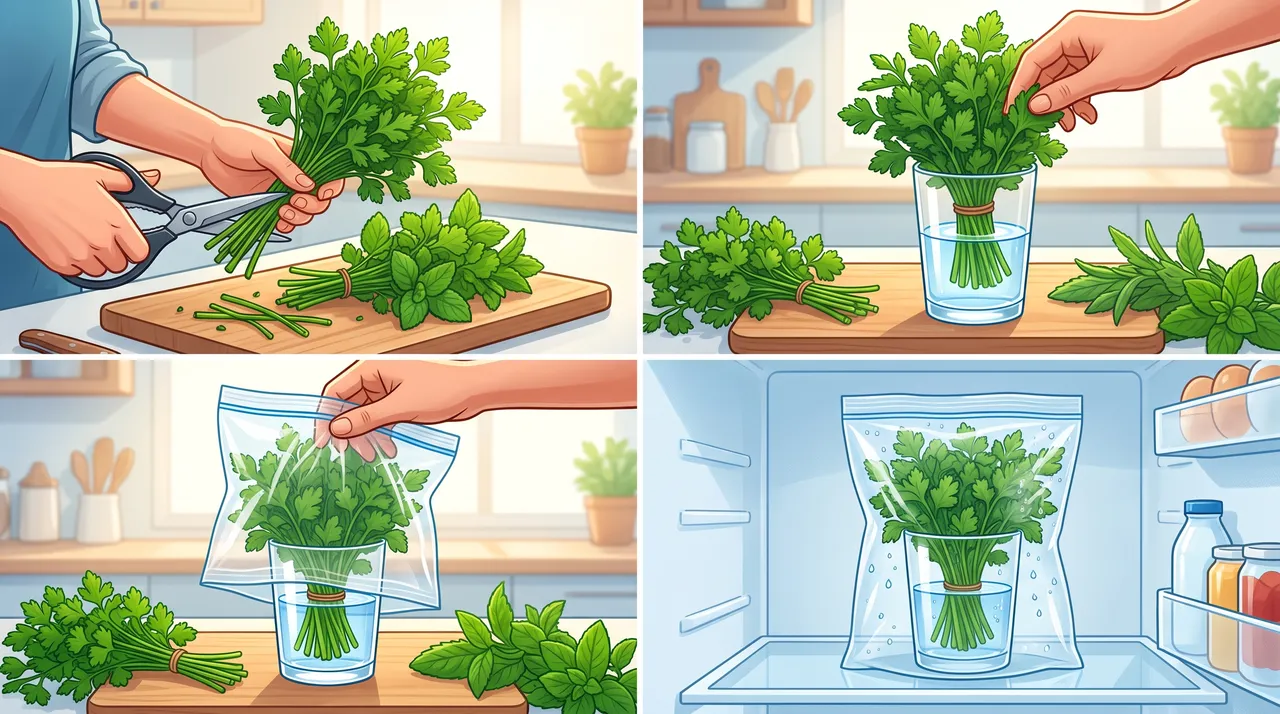 Cách bảo quản rau củ bằng cách cắm gốc vào nước