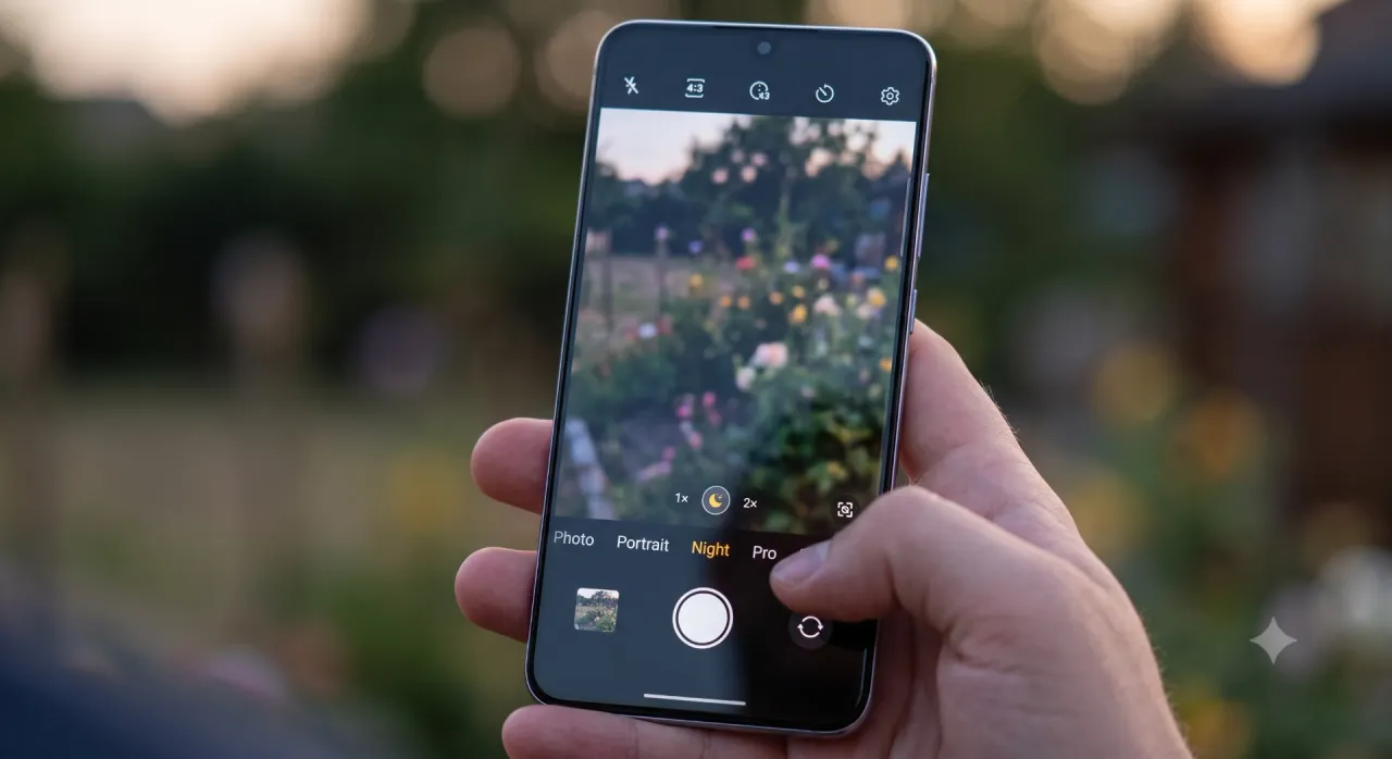 Giao diện các chế độ camera trên smartphone bao gồm Photo, Portrait, Night và Pro
