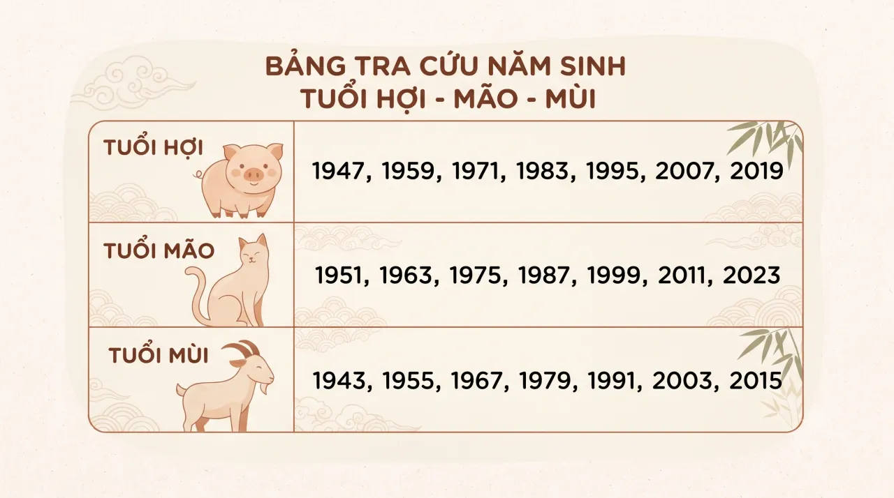 bảng năm sinh tuổi phạm tam tai 2027